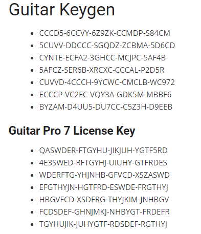 guitar pro key